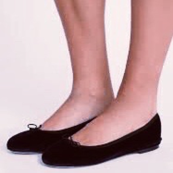 J. Crew Shoes Jcrew Black Suede Ballet Flats With Velvet Bow Poshmark